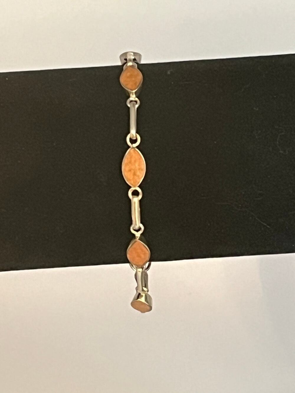 950 Sterling silver marquise shape bezel set jasper bracelet